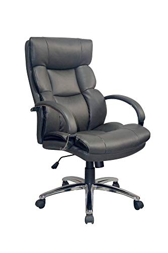 byLIVING Chefsessel PAUL-XXL/ bis 150 kg belastbar /Federkern-Sitz /Gestell Metall verchromt /Armlehnen gepolstert/Bezug Kunstleder dunkelgrau /Absatz schwarz /B 64, H 108-118, T 72 cm von byLIVING