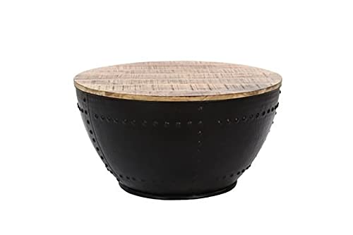 byLIVING Couchtisch BOWL/Mangoholz natur, Metall schwarz/D 70, H 38 cm von byLIVING