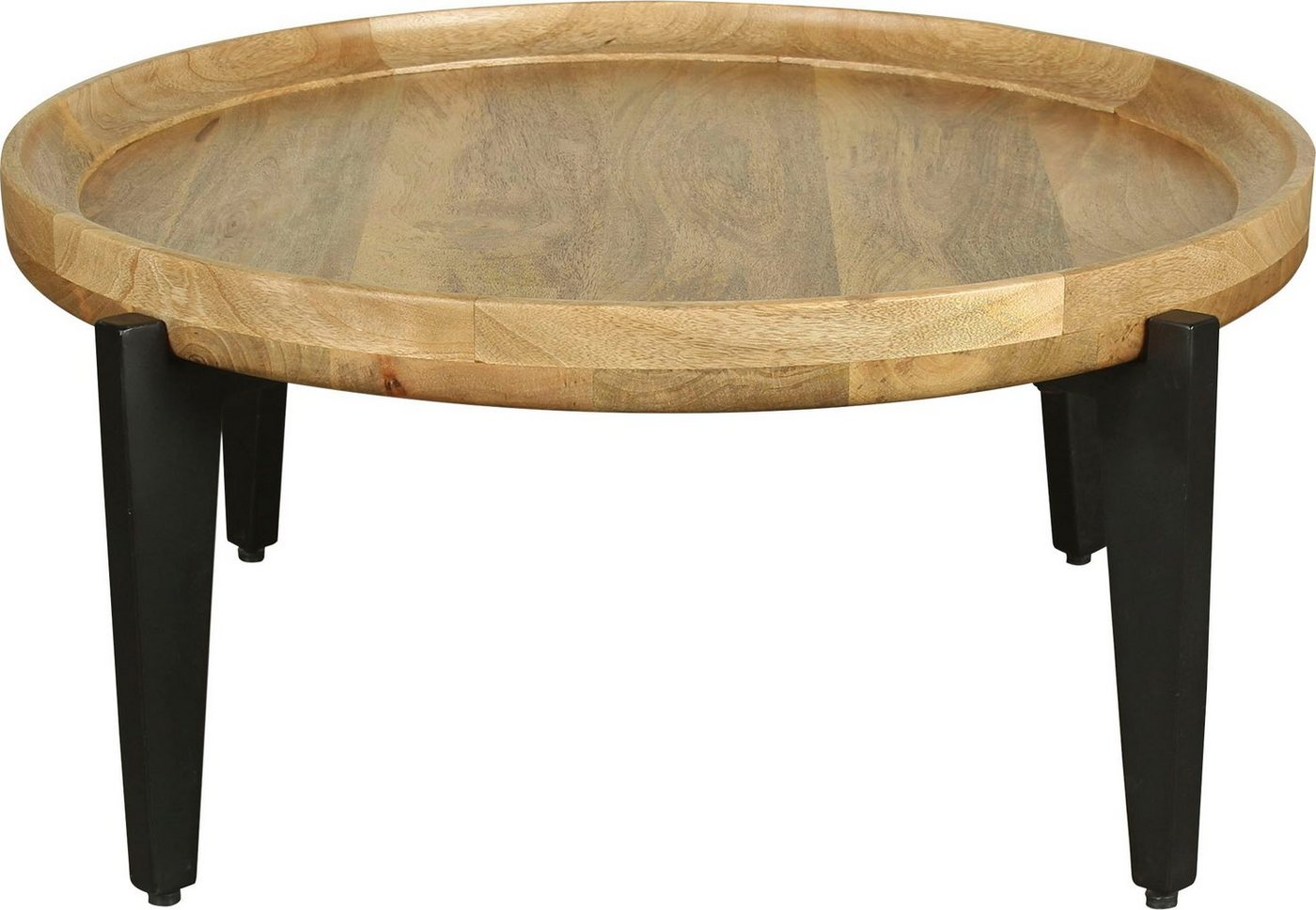 byLIVING Couchtisch Mila, mit massiver Mango Tischplatte und schwarzen Metallbeinen, rund 75cm byLIVING Couchtisch Mila, mit massiver Mango Tischplatte und schwarzen Metallbeinen, rund 75cm von byLIVING