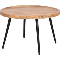 byLIVING Couchtisch "Romy" mit massiver Akazien - Platte und schwarzem Metallgestell, rund 75cm von byLIVING
