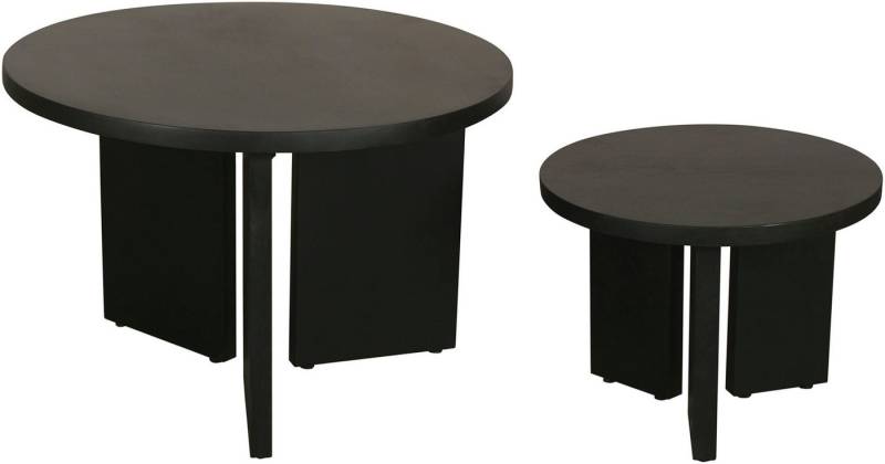 byLIVING Couchtisch Round (Set), aus 2,5cm starkem Massivholz schwarz, einzeln oder im Set stellbar von byLIVING