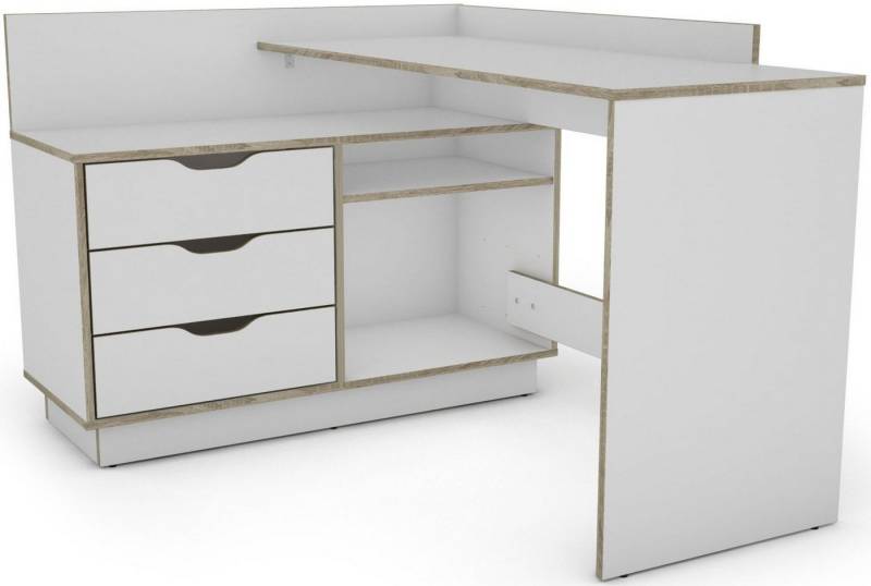 byLIVING Eckschreibtisch Bern, mit viel Stauraum, Breite 129 cm, rechts oder links montierbar von byLIVING