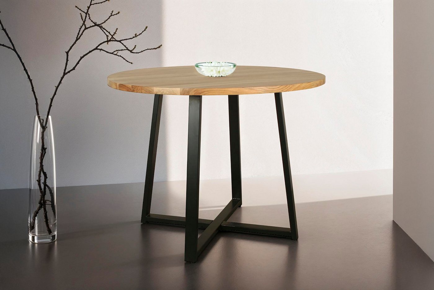 byLIVING Esstisch Arrow (1-St), mit 2,5cm starker, runder Massivholz Tischplatte, D 100, H 77 cm von byLIVING
