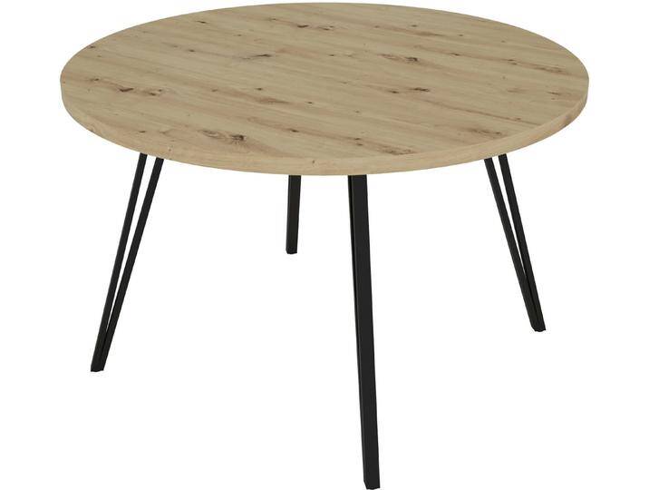 byLIVING Esstisch Marta (1-St), mit 120cm runder Tischplatte in Artisan Eiche Optik und Metallbeinen, braun von byLIVING