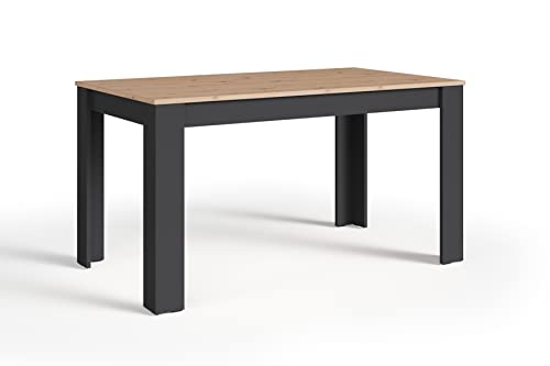 byLIVING Esstisch NORI/Moderner Küchentisch in Eiche-Optik/Untergestell Melamin anthrazit/Großer Tisch / 140 x 80, H 75 cm von byLIVING