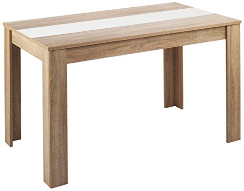 byLIVING Esstisch NORI / Moderner Küchentisch in Eiche-Optik/Einlegeplatte wendbar in schwarz oder weiß/Goßer Tisch / 140 x 80, H 75 cm, Braun von byLIVING