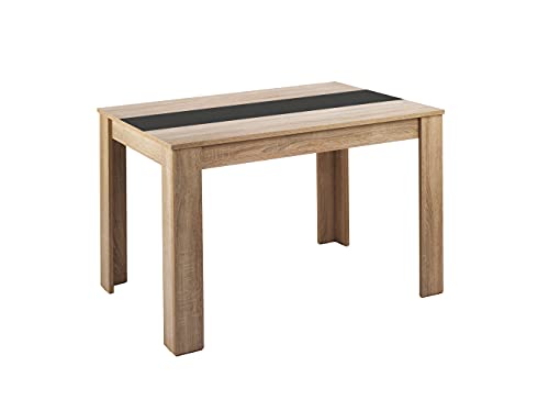 byLIVING Esszimmertisch NORI/Sonoma Eiche-Optik hell-braun/Einlegeplatte wendbar schwarz oder weiß/kompakter Küchentisch/Esstisch 140 cm breit/Tisch 18 mm Tischplatte / 140 x 80, H 75 cm von byLIVING