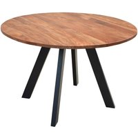 Esstisch tara / runde Tischplatte Akazie natur / Gestell Metall schwarz / Küchentisch für bis zu 5 Personen / d 120 cm, h 76 cm - Byliving von byLIVING