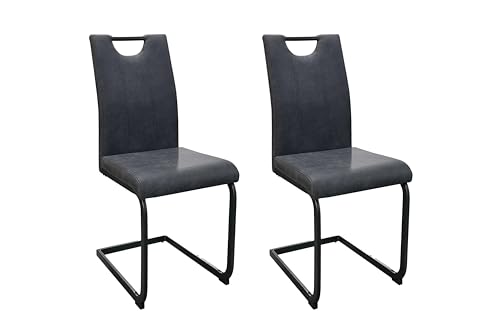 byLIVING Esszimmerstuhl 2er Set Banff/Vintage Mikrofaser anthrazit/Gestell Metall schwarz matt/mit Griff/Schwinger/B 44, H 98, T 58 cm byLIVING Esszimmerstuhl 2er Set Banff/Vintage Mikrofaser anthrazit/Gestell Metall schwarz matt/mit Griff/Schwinger/B 44, H 98, T 58 cm von byLIVING