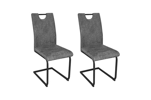 byLIVING Esszimmerstuhl 2er Set Banff/Webstoff anthrazit/Gestell Metall schwarz matt/mit Griff/Schwinger/B 42, H 98, T 58 cm byLIVING Esszimmerstuhl 2er Set Banff/Webstoff anthrazit/Gestell Metall schwarz matt/mit Griff/Schwinger/B 42, H 98, T 58 cm von byLIVING