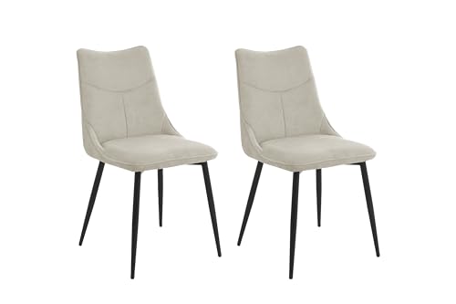 byLIVING Esszimmerstuhl 2er Set Carlo/Webstoff Taupe/Gestell Metall schwarz/Küchenstuhl / 4-Fuß-Stuhl/Polsterstuhl/B 59, H 88, T 47 cm von byLIVING