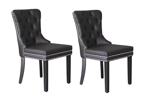byLIVING Esszimmerstuhl 2er Set Domino/Kunstleder Dunkelbraun/Gestell Massivholz schwarz/B 48,5, H 93, T 61 cm von byLIVING