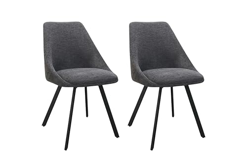 byLIVING Esszimmerstuhl 2er Set Jasper/Webstoff anthrazit/Gestell Metall schwarz matt/Sitzschale 360° drehbar/Esszimmerstuhl/B 55, H 85, T 59 cm von byLIVING