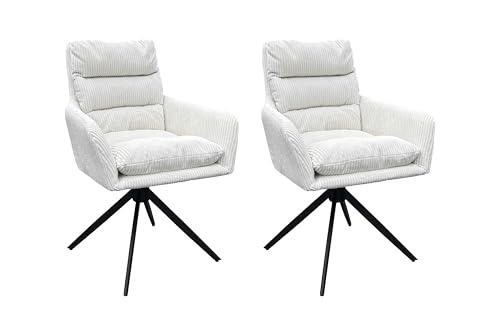 byLIVING Esszimmerstuhl 2er Set PURA/Grob-Cord Off White/Gestell Metall schwarz matt/Sitzschale 360° drehbar/B 58, H 88, T 60 cm byLIVING Esszimmerstuhl 2er Set PURA/Grob-Cord Off White/Gestell Metall schwarz matt/Sitzschale 360° drehbar/B 58, H 88, T 60 cm von byLIVING