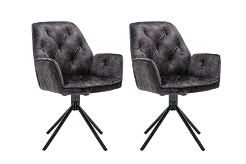byLIVING Esszimmerstuhl 2er Set Sarina/Vintage-Samt anthrazit/Gestell Metall schwarz/Sitzschale 360° drehbar/Esszimmerstuhl/Armlehnstuhl/B 59,5, H 89, T 62 cm byLIVING Esszimmerstuhl 2er Set Sarina/Vintage-Samt anthrazit/Gestell Metall schwarz/Sitzschale 360° drehbar/Esszimmerstuhl/Armlehnstuhl/B 59,5, H 89, T 62 cm von byLIVING