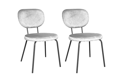 byLIVING Esszimmerstuhl 2er Set Stack/Samt grau/Gestell Metall schwarz matt/stapelbar/B 45, H 80, T 56 cm von byLIVING