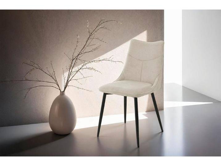byLIVING Esszimmerstuhl Carlo (2er-Set) (Set), Gestell Metall schwarz, Küchenstuhl, Webstoffbezug, diverse Farben, beige, taupe von byLIVING