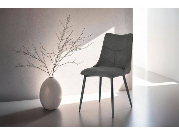 byLIVING Esszimmerstuhl Carlo (2er-Set) (Set), Gestell Metall schwarz, Küchenstuhl, Webstoffbezug, diverse Farben, schwarz, anthrazit von byLIVING
