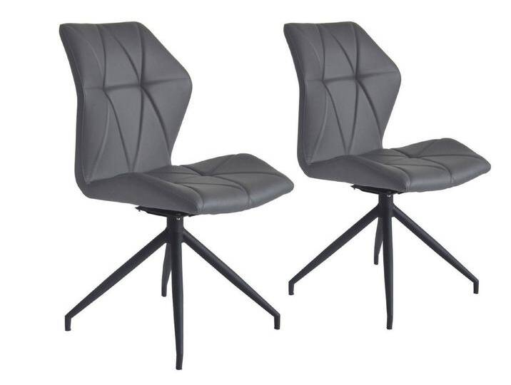 byLIVING Esszimmerstuhl Imke (2er Set), Bezug Kunstleder grau oder schwarz, 360 Grad drehbar, grau, Grau von byLIVING
