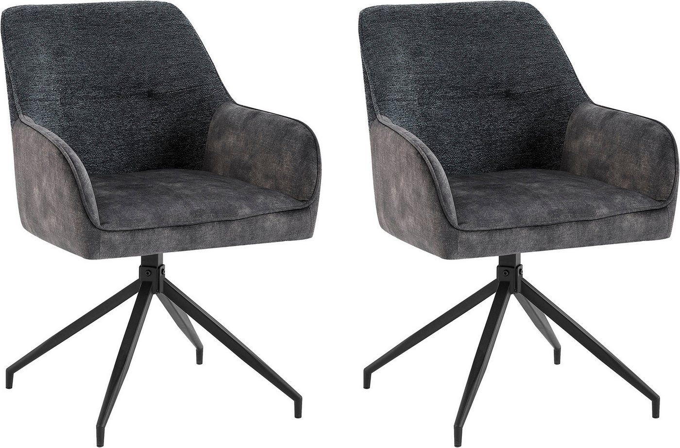 byLIVING Esszimmerstuhl Jacky 2er-Set (Set, 2 St), drehbarer Stuhl mit Taschenfederkern und moderner Stoffkombination von byLIVING