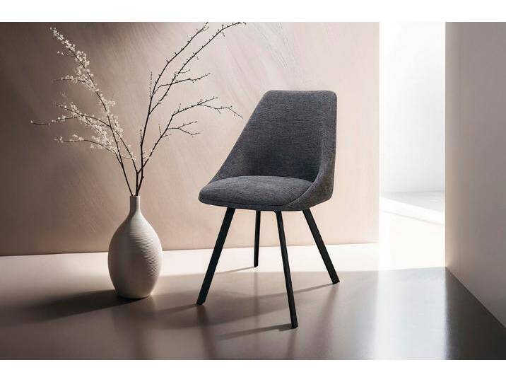 byLIVING Esszimmerstuhl Jasper (2er-Set) (Set), Sitzschale 360°drehbar, Metall schwarz, Küchenstuhl, diverse Bezüge, schwarz, Webstoff von byLIVING