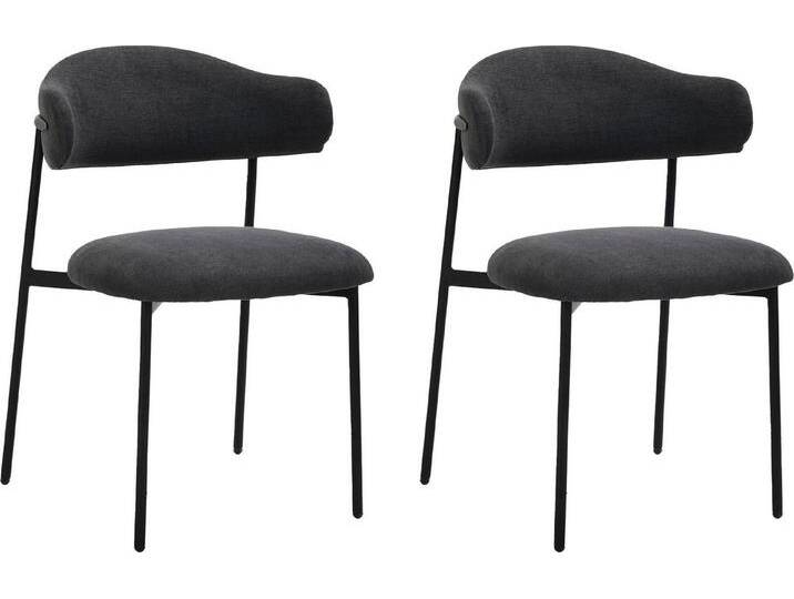byLIVING Esszimmerstuhl Jersey (2er-Set) (Set), Gestell Metall schwarz, Küchenstuhl, Webstoffbezug, diverse Farben, grau schwarz, dunkelgrau von byLIVING