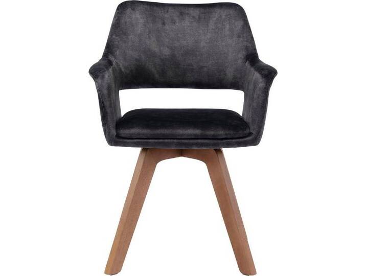 byLIVING Esszimmerstuhl Klara (Set, 2 St), 2er-Set, gepolstert mit hochwertigem Vintage-Samt, 360 Grad drehbar, grau von byLIVING