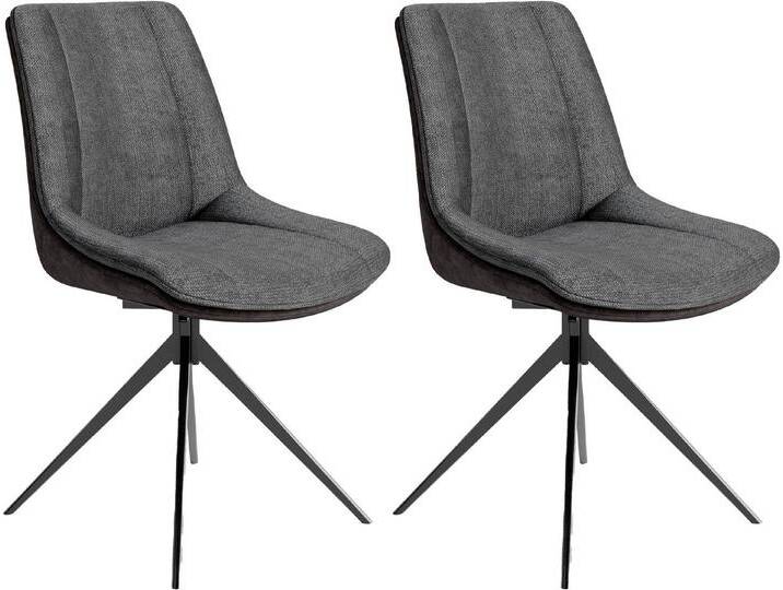byLIVING Esszimmerstuhl Phoenix 2er-Set (Set, 2 St), 360 Grad drehbar mit Rücklauffunktion und hochwertigen Bezugsstoffen, grau, anthrazit-dunkelgrau von byLIVING