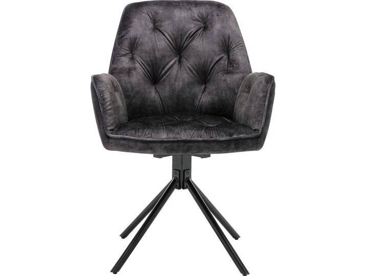 byLIVING Esszimmerstuhl Sarina (Set, 2 St), 2er-Set, hochwertiger Vintage-Samt Bezug mit Steppung, 360Grad drehbar, grau, Anthrazit, Anthrazit von byLIVING