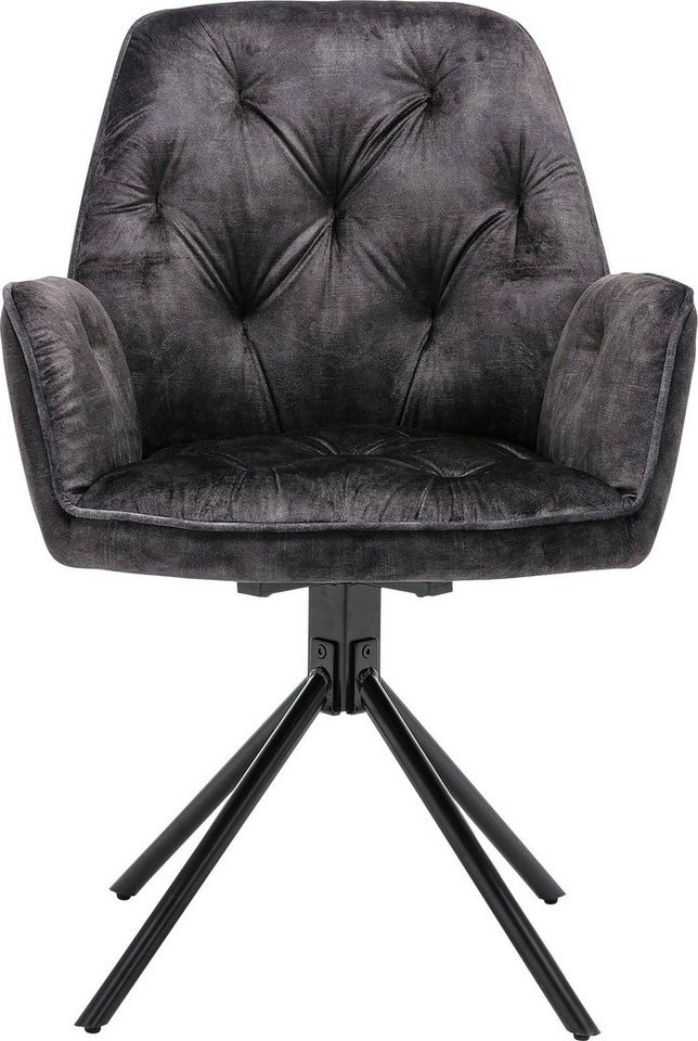 byLIVING Esszimmerstuhl Sarina (Set, 2 St), 2er-Set, hochwertiger Vintage-Samt Bezug mit Steppung, 360Grad drehbar von byLIVING