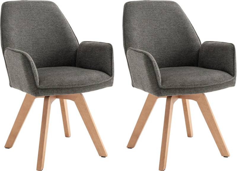 byLIVING Esszimmerstuhl Tony (Set, 2 St), mit Massivholzgestell eichefarbig, 360 Grad drehbar, hoher Sitzkomfort von byLIVING