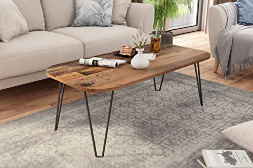 byLIVING Flair Couchtisch/Melamin Old Wood, Metall, Holzwerkstoff, schwarz/braun, B 100, H 40, T 55 von byLIVING