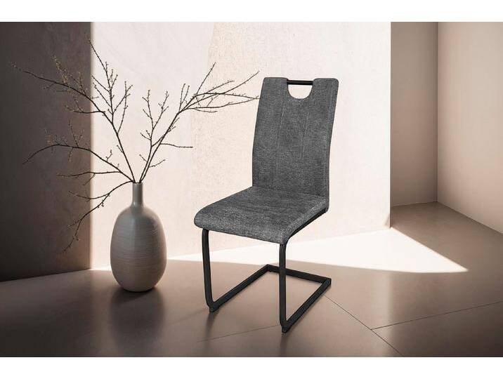 byLIVING Freischwinger Banff (2er-Set) (Set), mit Griff, Gestell Metall schwarz, Küchenstuhl, diverse Bezüge, schwarz, Webstoff von byLIVING
