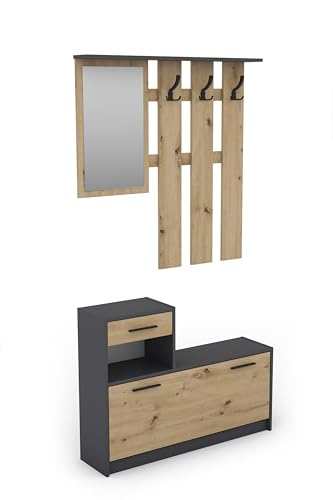 byLIVING Garderoben-Set, Holzwerkstoff, braun, B 97, H 190, T 25 cm von byLIVING