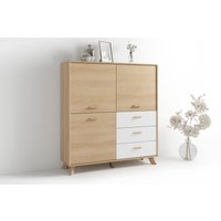 byLIVING Highboard "Bastian" 1 Stk. tlg. mit massiven Holzfüßen und Griffen, natürlicher Eichenlook, 120cm byLIVING Highboard "Bastian" 1 Stk. tlg. mit massiven Holzfüßen und Griffen, natürlicher Eichenlook, 120cm von byLIVING