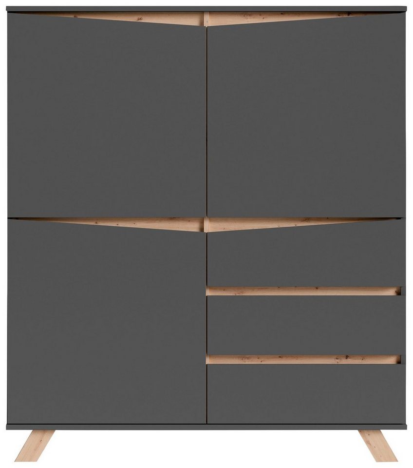 byLIVING Highboard Valentin, Breite 120 cm, Höhe 142 cm, in matt weiß von byLIVING