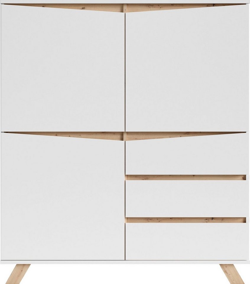 byLIVING Highboard Valentin, Breite 120 cm, Höhe 142 cm, in matt weiß von byLIVING