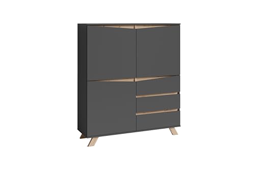 byLIVING Hochschrank, Holzwerkstoff, anthrazit, B 120, H 137, T 38 cm von byLIVING