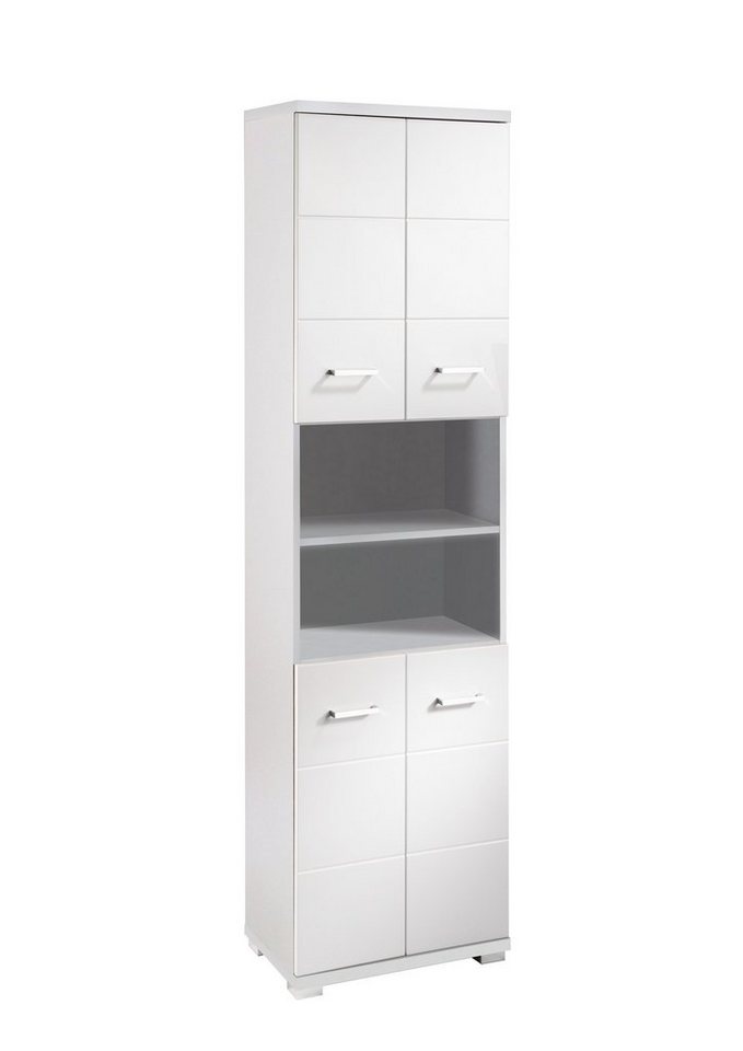 byLIVING Hochschrank NEBRASKA (in Eiche-Optik, Anthrazit oder Weiß, Türen in Hochglanz Weiß) von byLIVING
