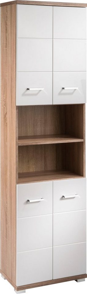 byLIVING Hochschrank Nebraska Breite 50 cm, Badezimmerschrank mit Metallgriffen, viel Stauraum von byLIVING