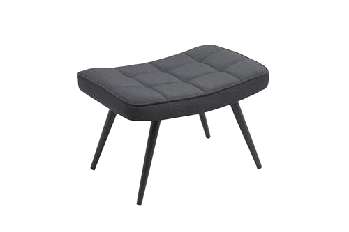byLIVING Hocker UTA/gepolsterter Fußhocker in Web-Stoff dunkel-grau mit Ziersteppung/Gestell schwarz pulverbeschichtet/Fuß-Ablage/Sitzhocker/Fußbank / 60 x 39 x 41 cm (BxHxT) von byLIVING