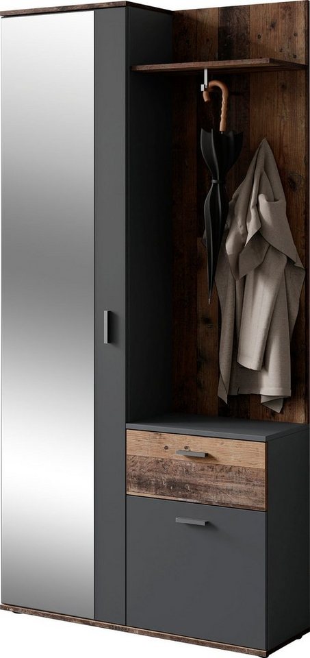 byLIVING Kompaktgarderobe Jakob mit großem Spiegel und Ablage, Breite 97 cm von byLIVING