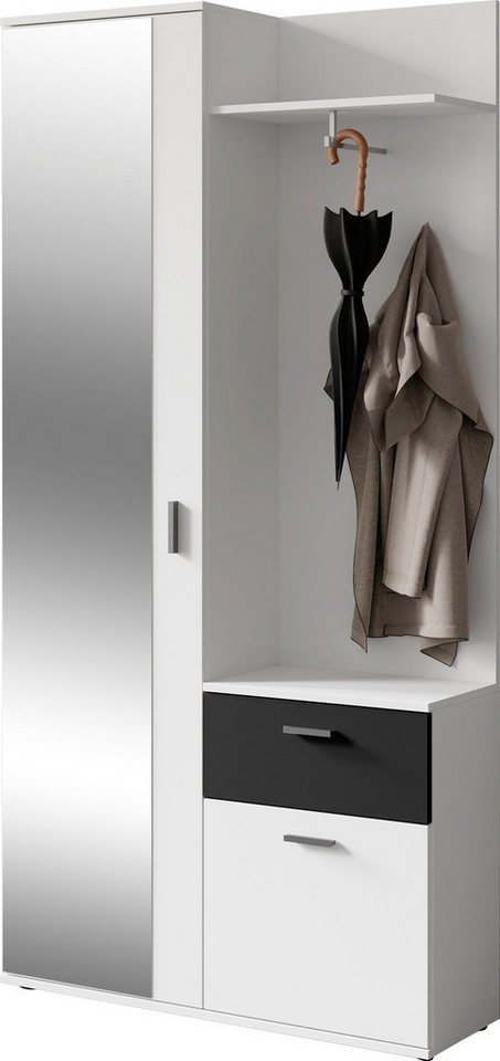 byLIVING Kompaktgarderobe Jakob mit großem Spiegel und Ablage, Breite 97 cm von byLIVING