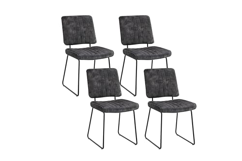 byLIVING Liam 4er Stuhl-Set, Samt, schwarz, B 45, H 83, T 61 cm von byLIVING