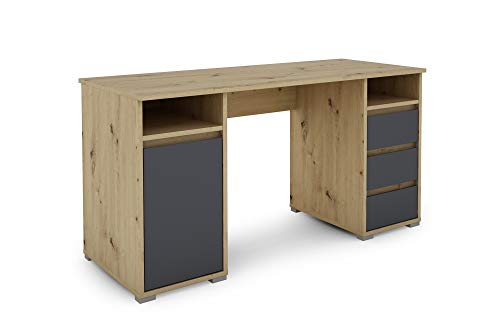 byLIVING Lobo 02 Schreibtisch, Spanplatte Verbundholz, braun, B 138, H 75, T 55 cm von byLIVING