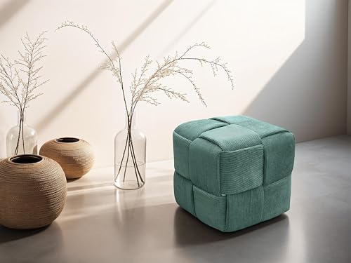 byLIVING Pouf URBAN/Cord dunkelgrün/Bodenkissen/Hocker/Sitzhocker/B 40, H 40, T 40 cm von byLIVING