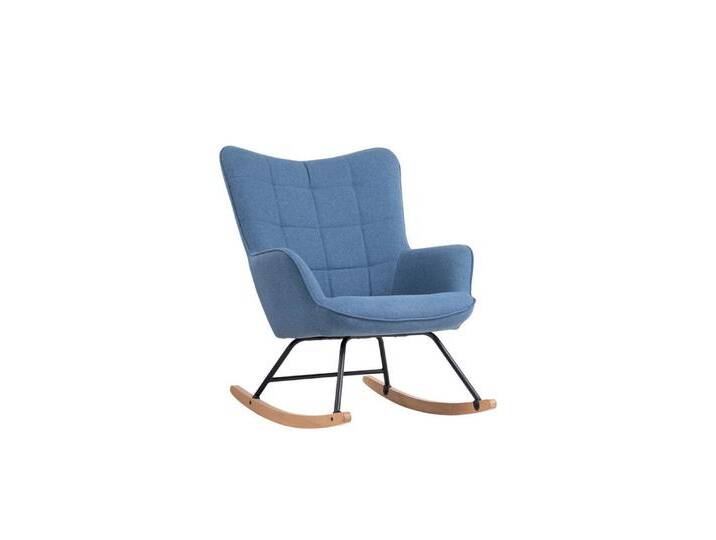 byLIVING Schaukelsessel Richie, Metallbeine mit Holzkufe, in Webstoff, Samt oder Cord, blau, Webstoff blau von byLIVING