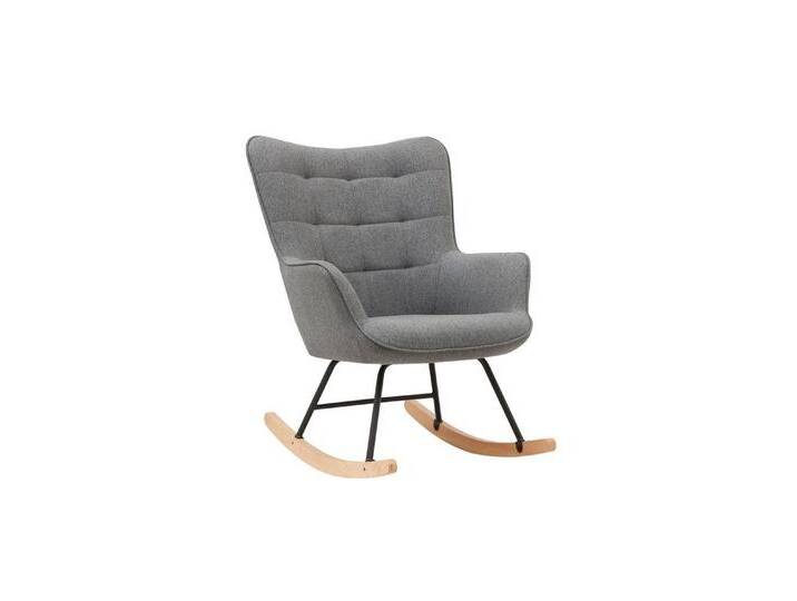 byLIVING Schaukelsessel Richie, Metallbeine mit Holzkufe, in Webstoff, Samt oder Cord, grau, Webstoff grau von byLIVING