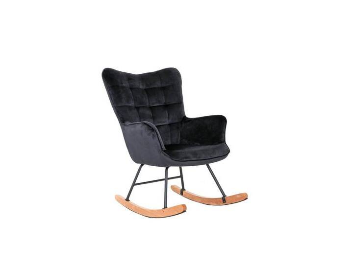 byLIVING Schaukelsessel Richie, Metallbeine mit Holzkufe, in Webstoff, Samt oder Cord, schwarz, Samt schwarz von byLIVING