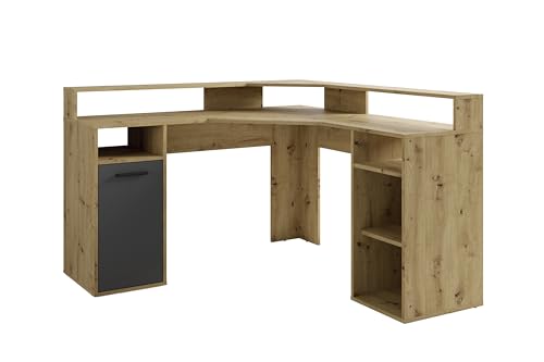 byLIVING Schreibtisch Fox/Gaming-Tisch in Artisan-Eiche-Optik/Tür anthrazit/mit Aufsatz/Mit viel Stauraum und großer Tischplatte/Computer-Arbeitsplatz/PC/B 139, H 90,8, T 139 cm byLIVING Schreibtisch Fox/Gaming-Tisch in Artisan-Eiche-Optik/Tür anthrazit/mit Aufsatz/Mit viel Stauraum und großer Tischplatte/Computer-Arbeitsplatz/PC/B 139, H 90,8, T 139 cm von byLIVING